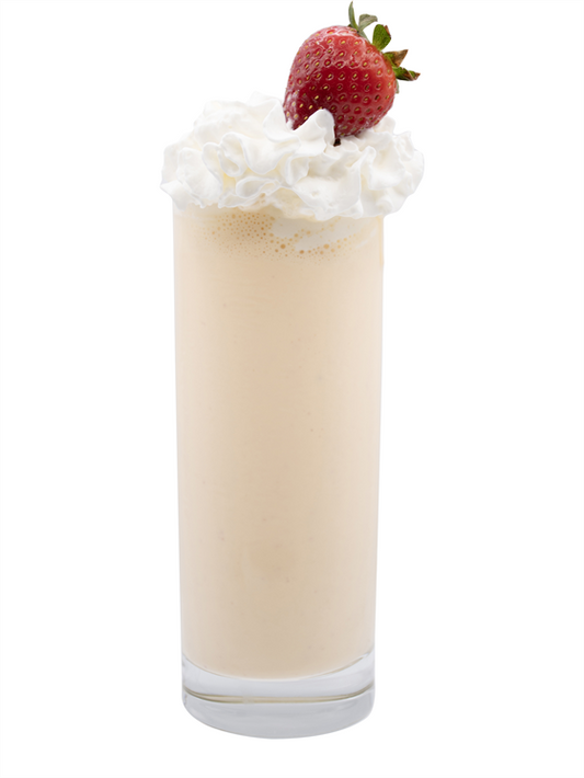 white chocolate covered strawberry shake