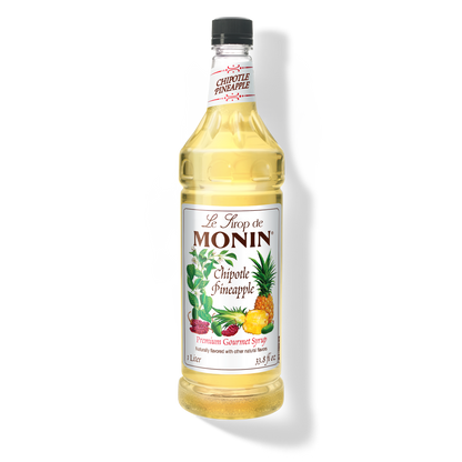 Monin Chipotle Pineapple Syrup 1 L bottle with golden syrup and pineapple pepper label