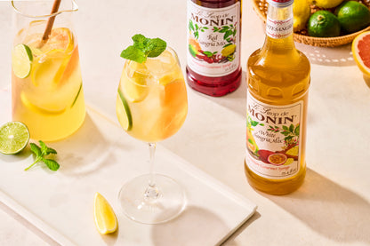Monin White Sangria Mix with white sangria, citrus slices and mint garnish