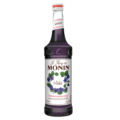 Monin Violet syrup on a white background 