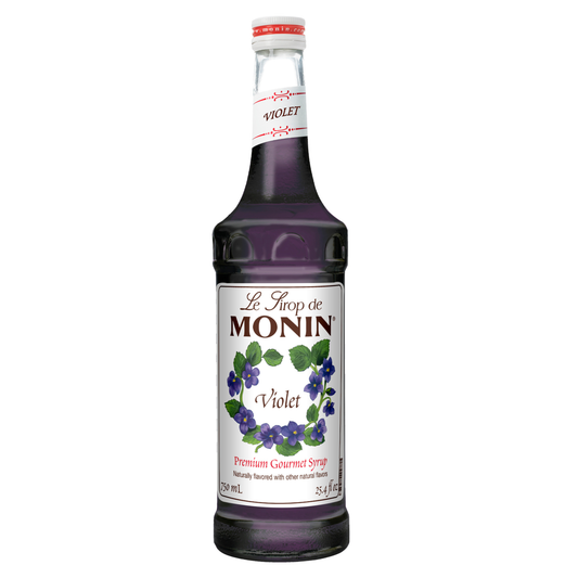 Monin Violet syrup on a white background 