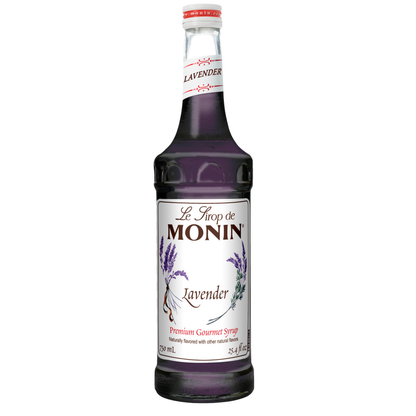 Monin lavender syrup on a white background 