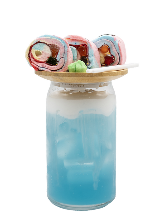 blue cotton candy sushi soda