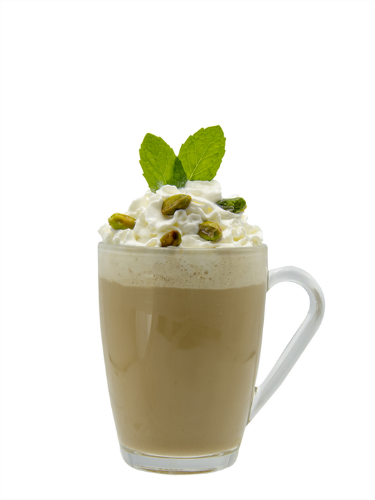 white mint pistachio latte