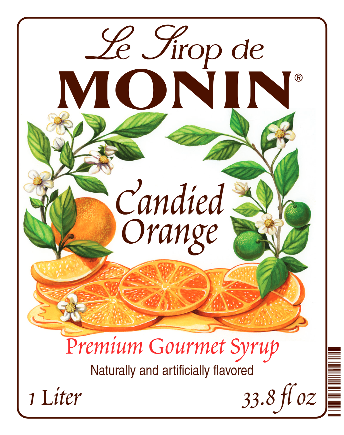 Monin Candied Orange Syrup product label