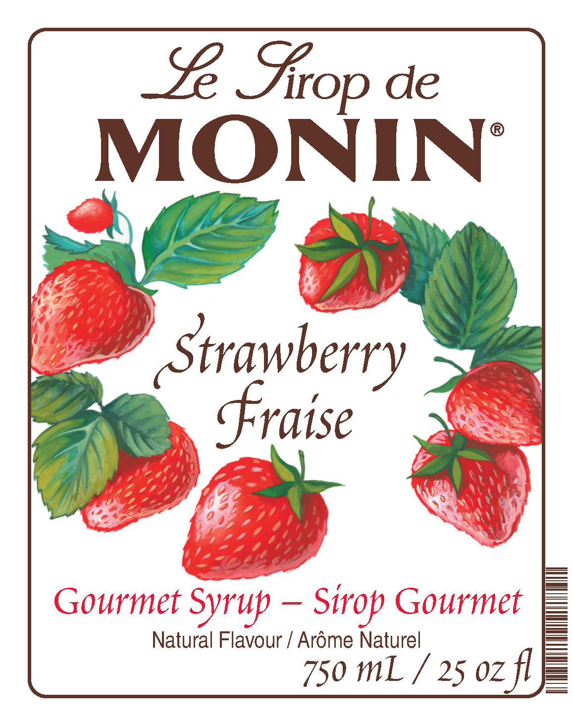 750mL Monin Strawberry Syrup product label