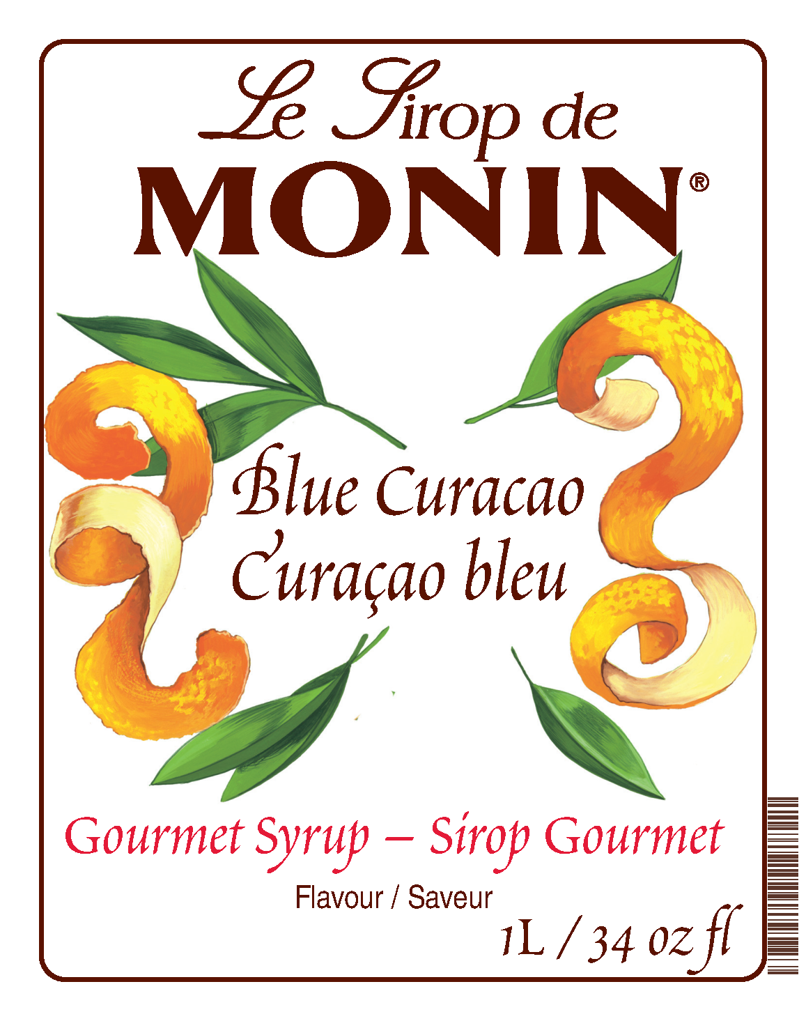 Monin Blue Curacao Syrup product label