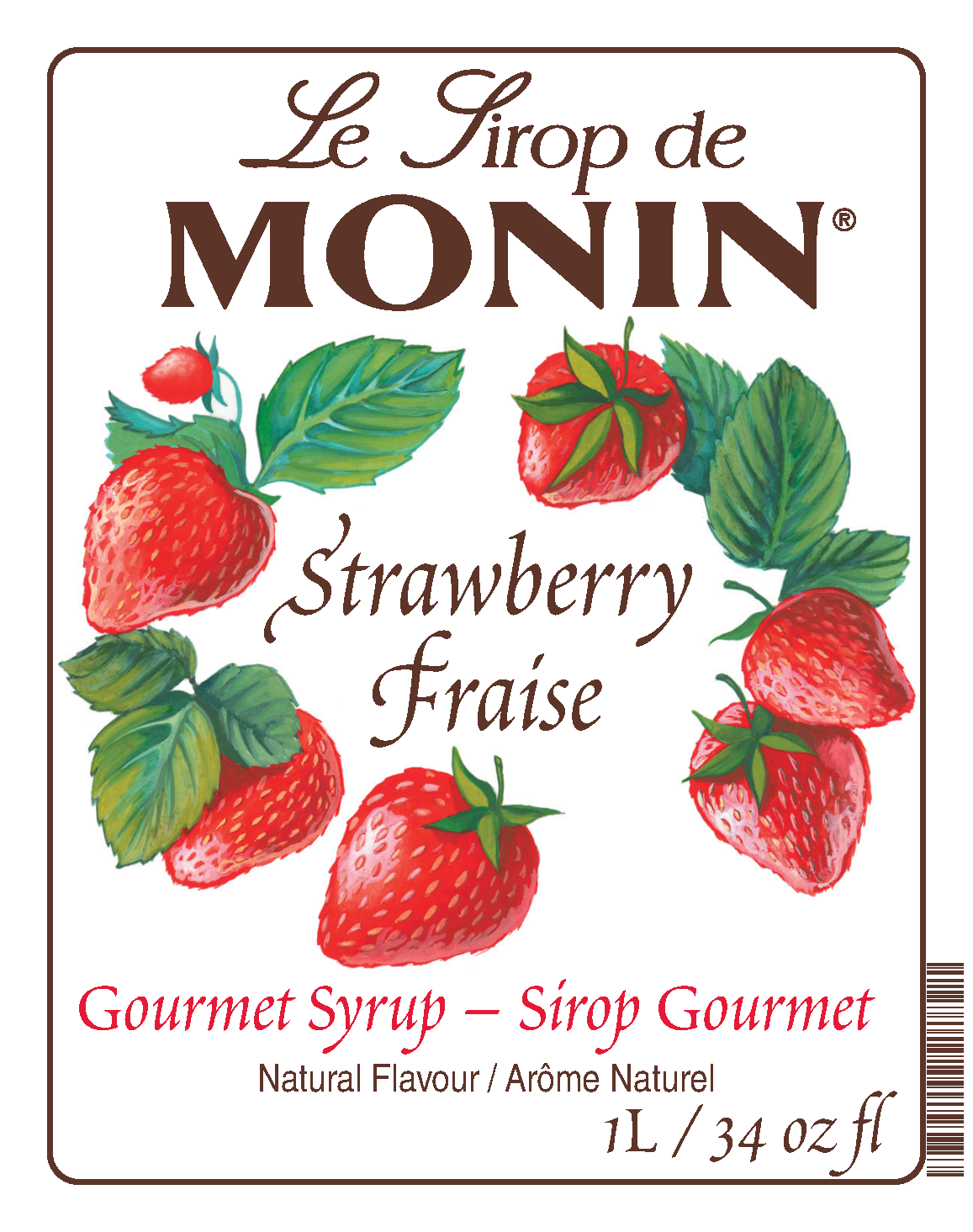 1L Monin Strawberry Syrup product label