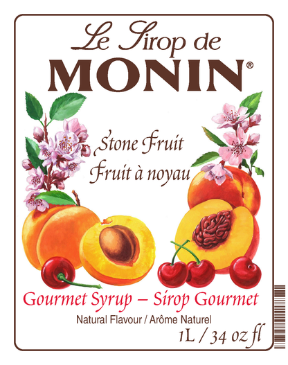 1L Monin Stone Fruit Syrup product label