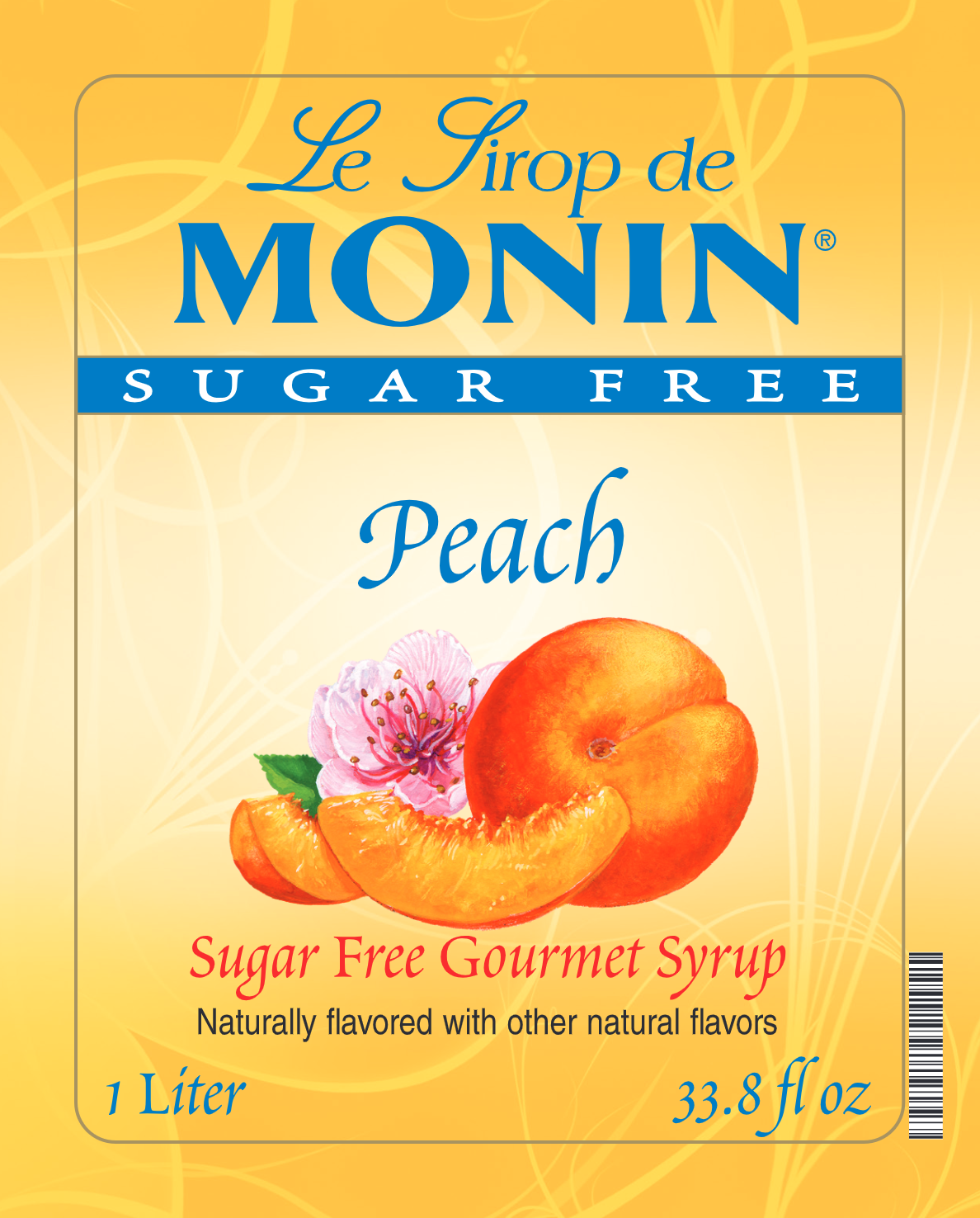 Monin Sugar Free Peach Syrup 1 L label