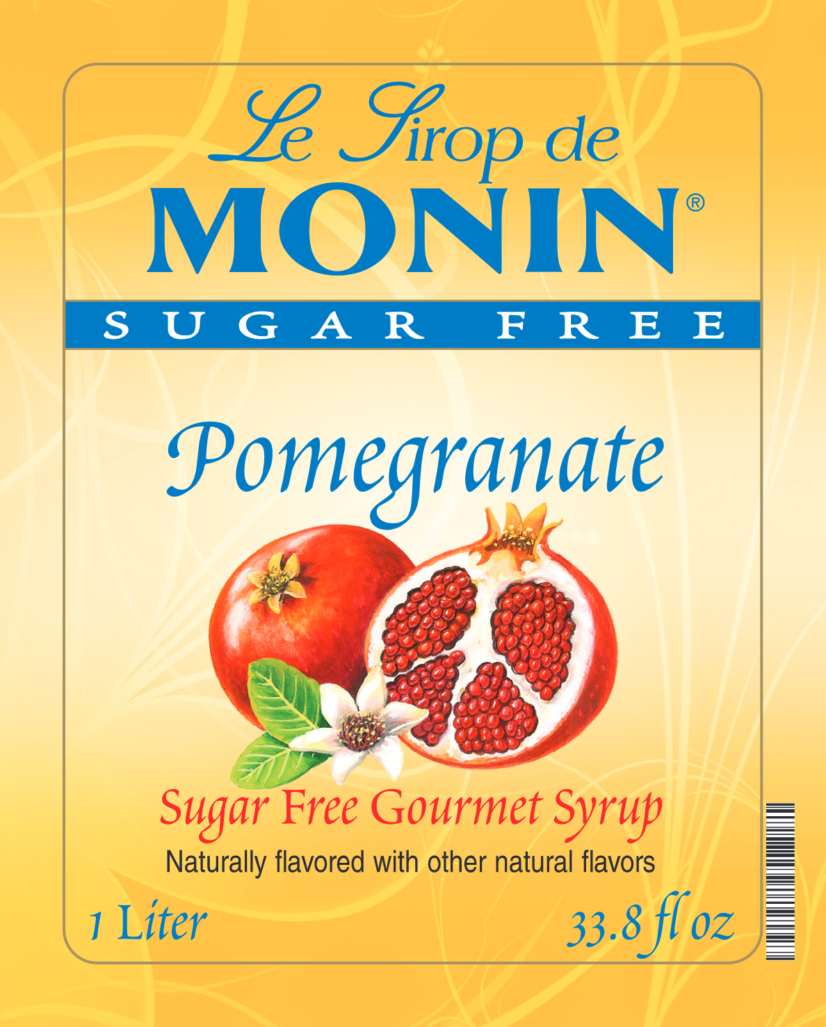 Monin Sugar Free Pomegranate Syrup 1 L label