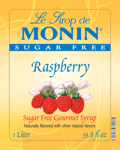 Monin Sugar Free Raspberry Syrup 1L label