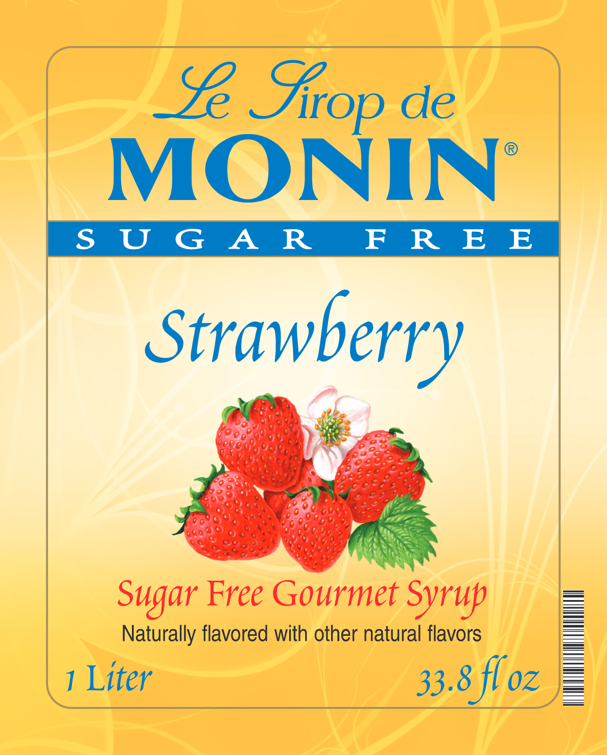 Monin Sugar Free Strawberry Syrup 1L label