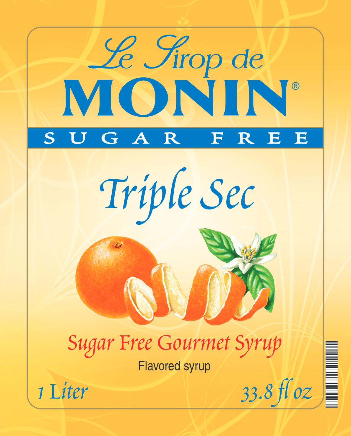 Monin Sugar Free Triple Sec Syrup 1 L label