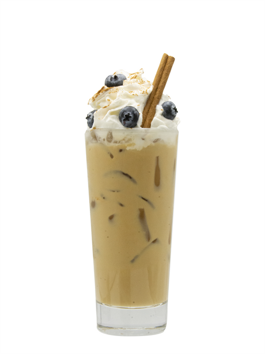 blueberry chai iced latte