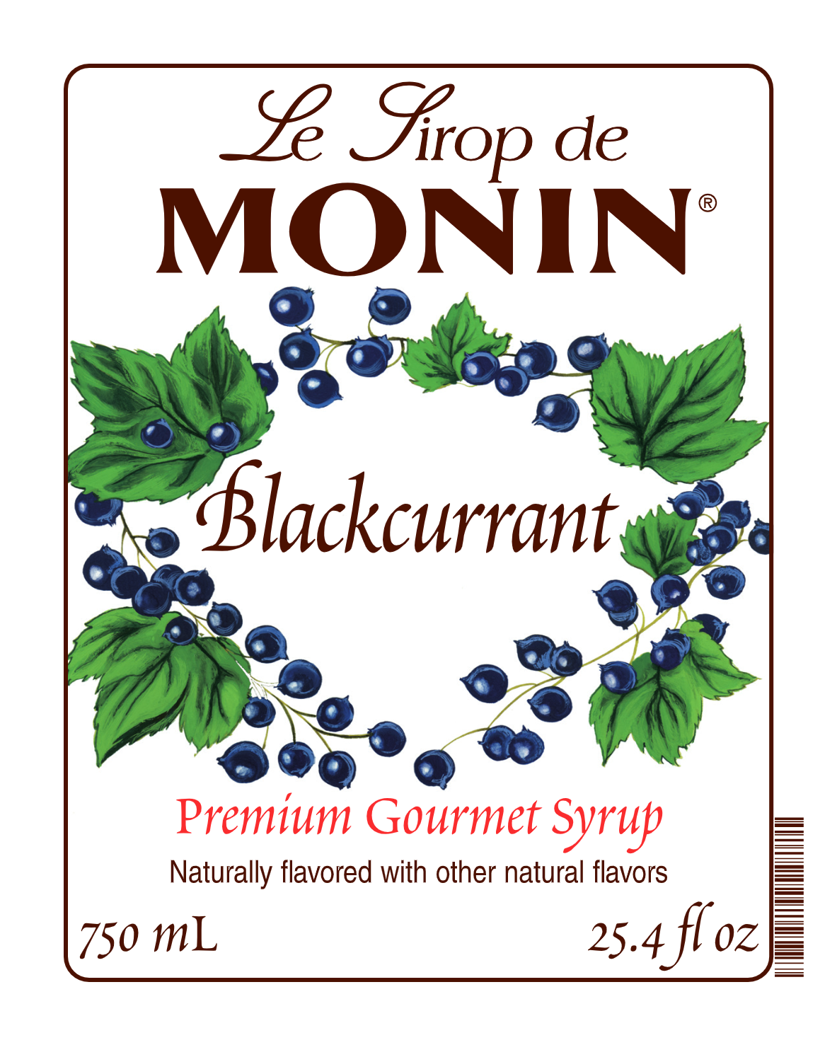 Monin Blackcurrant Syrup product label