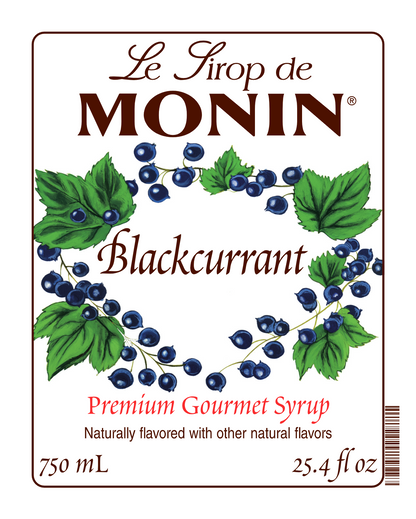 Monin Blackcurrant Syrup product label