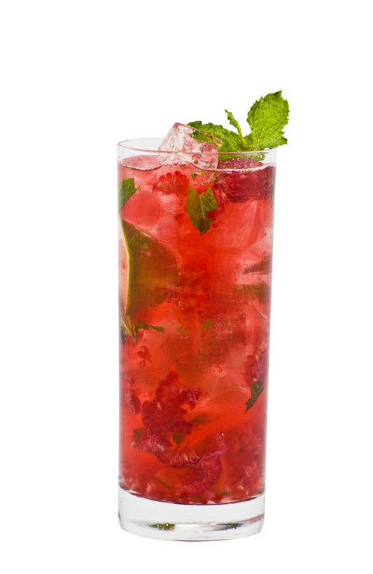 raspberry hibiscus zero proof mojito 